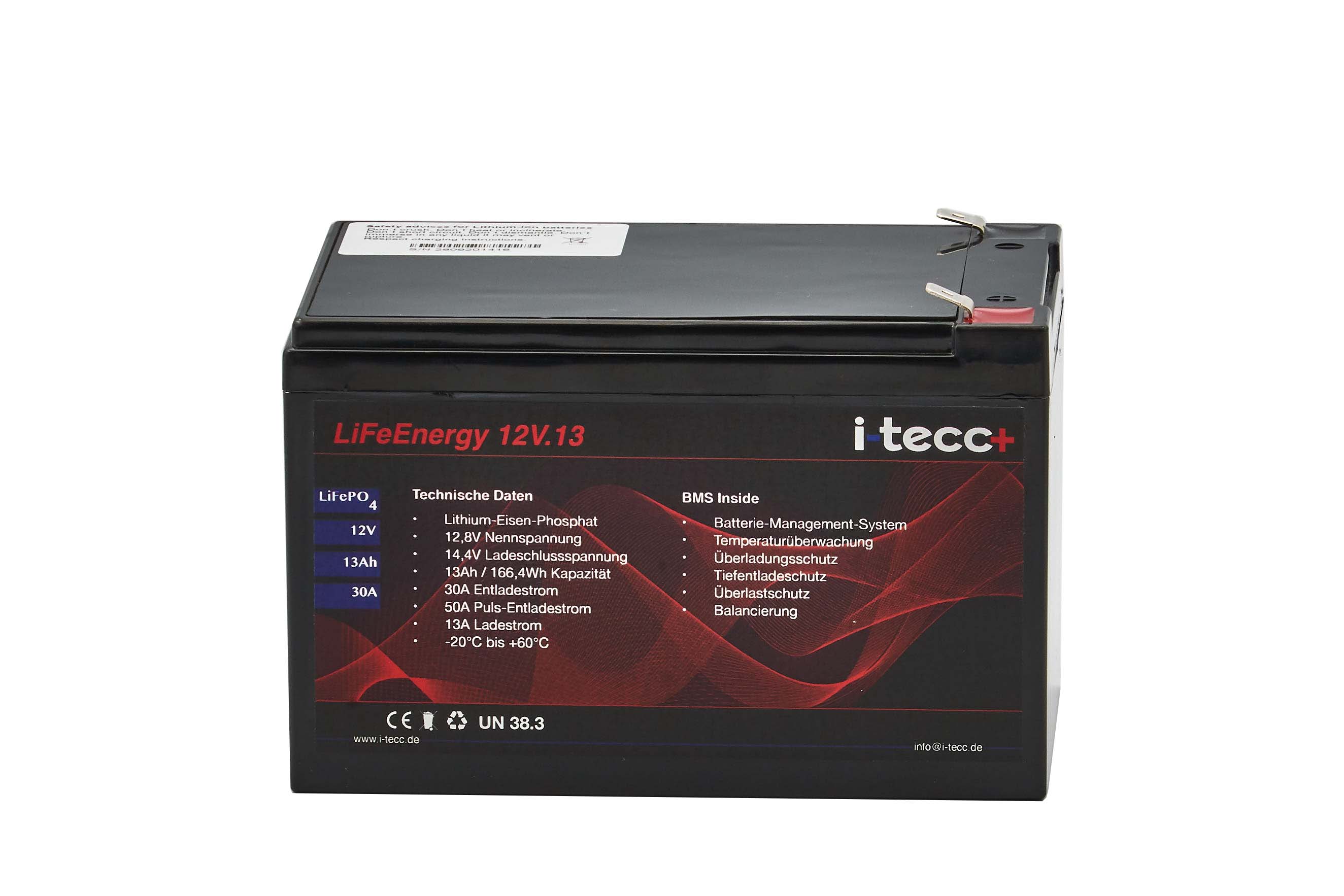 LiFeEnergy LiFePO4 Akku 12V 13Ah mit BMS