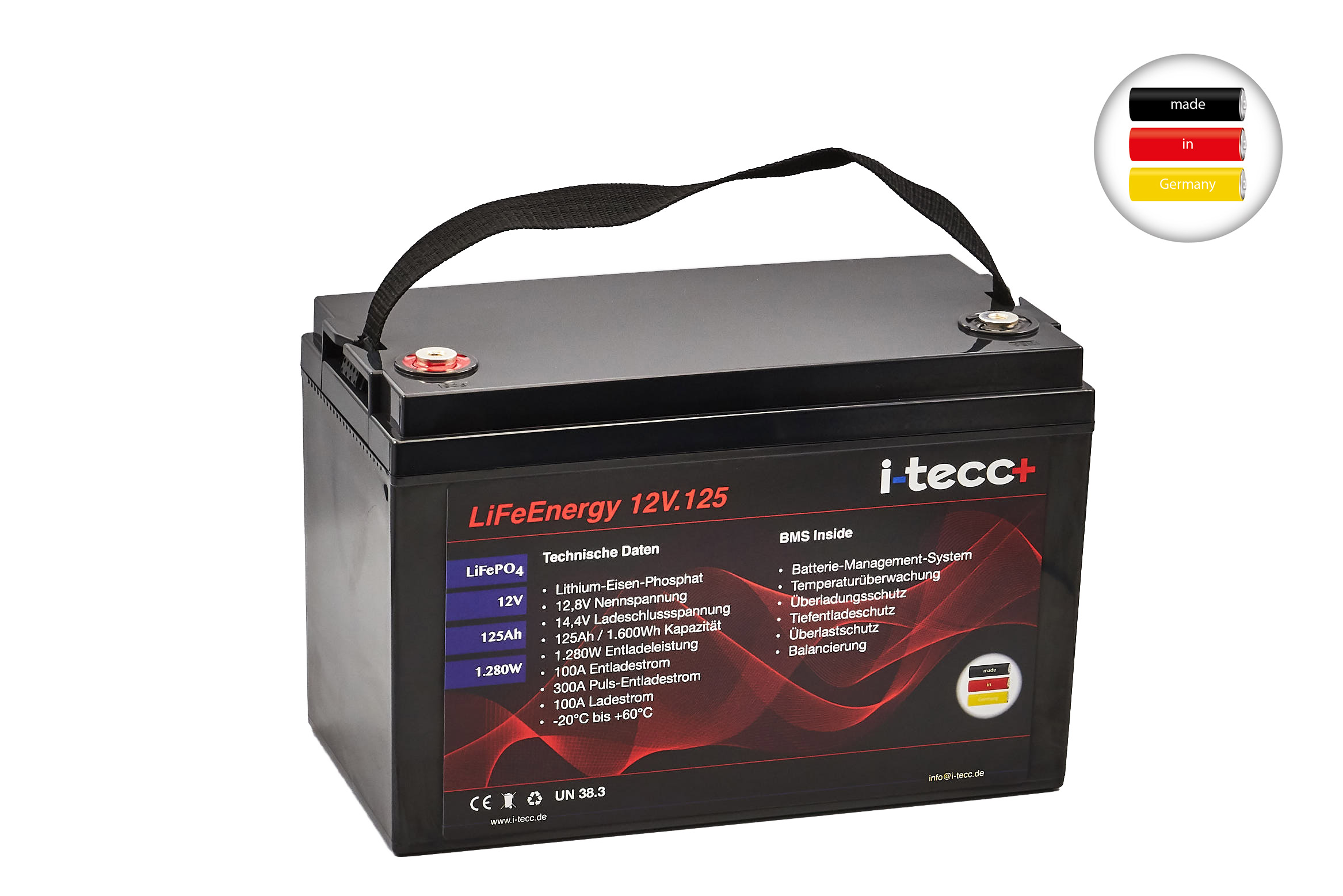 LiFePO4 Batterie 12V 125Ah - LiFeEnergy 12V.125
