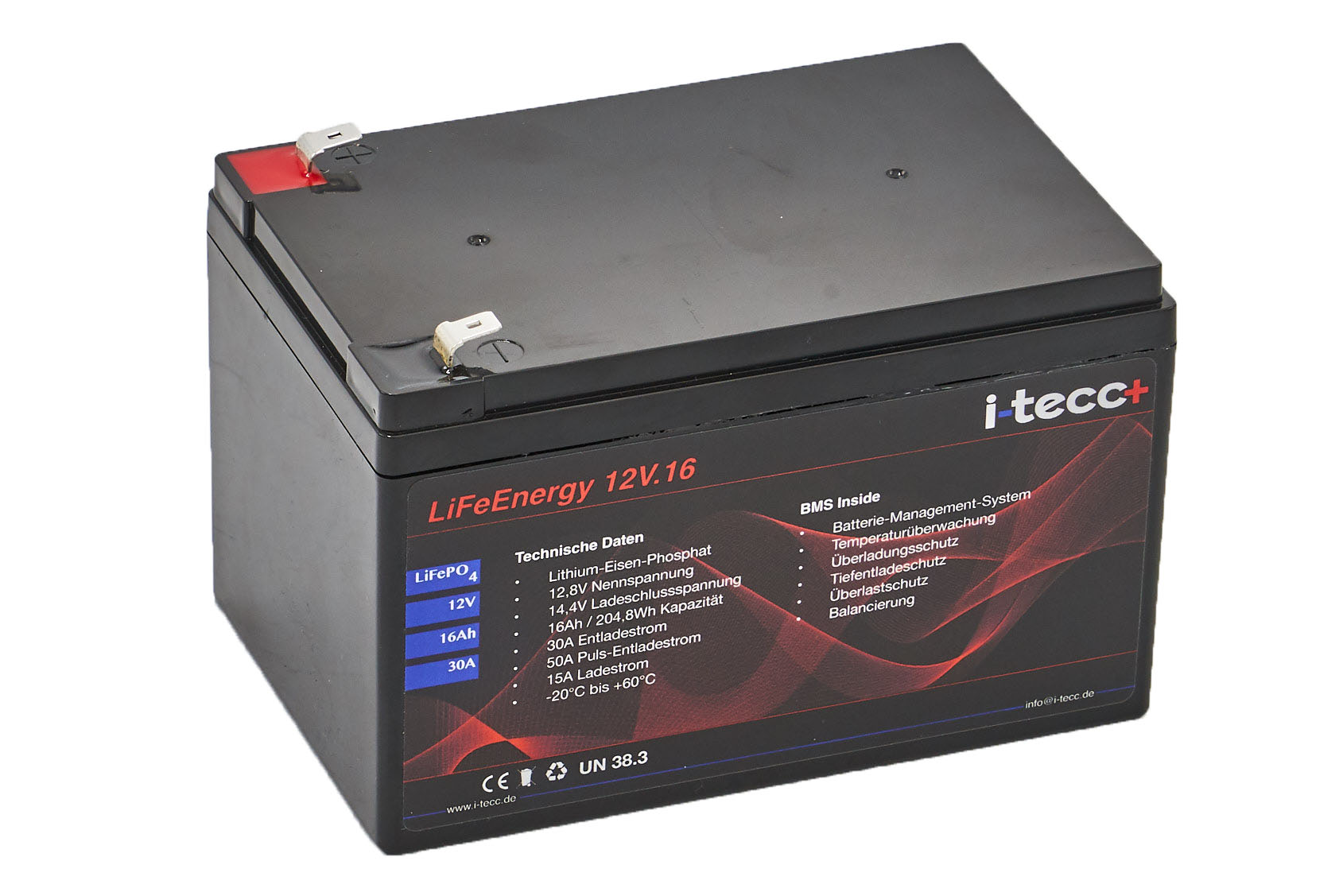 LiFePO4-Akku 12V 16Ah inkl. BMS