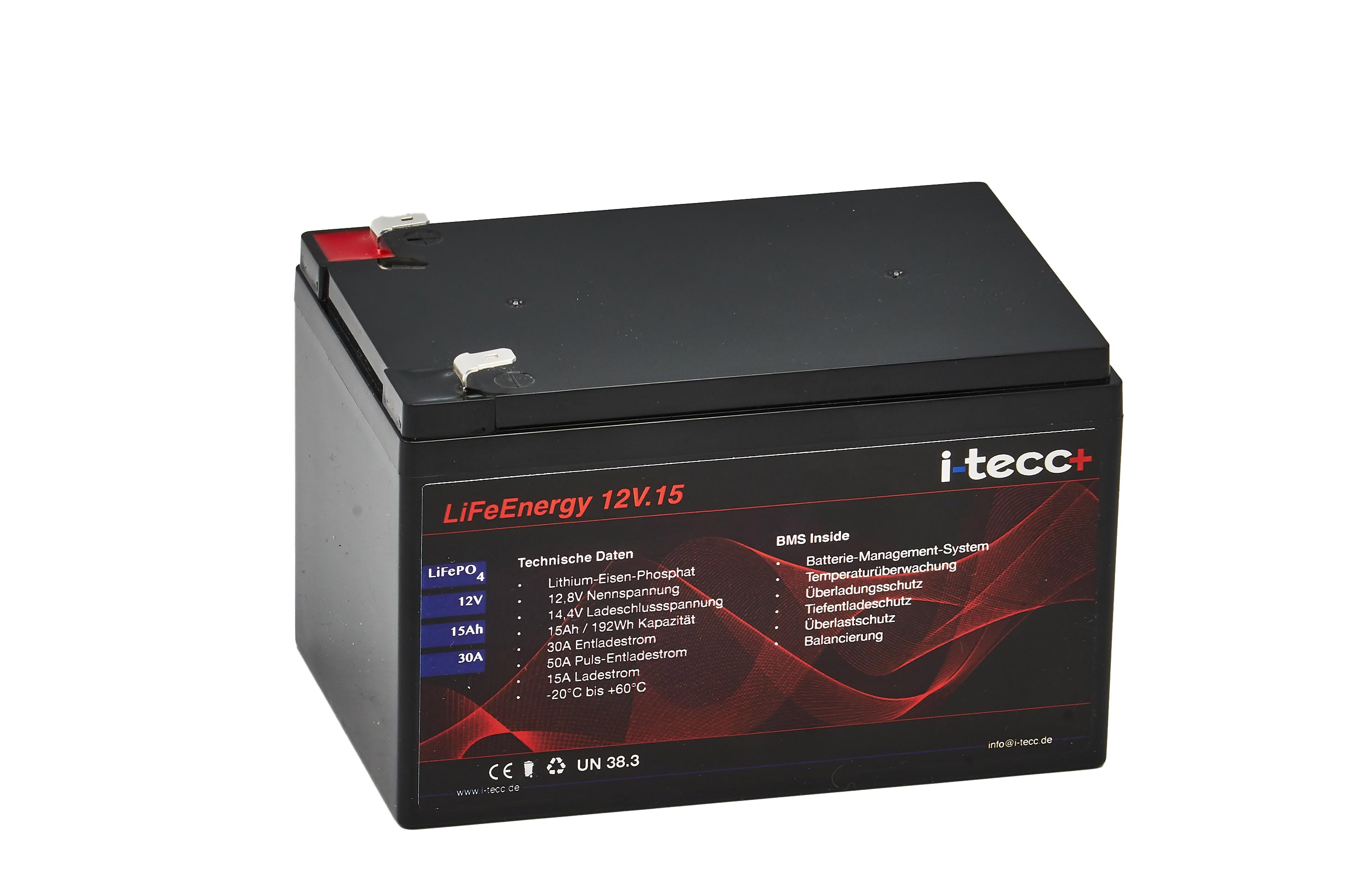 LiFeEnergy LiFePO4 Akku 12V 15Ah mit BMS