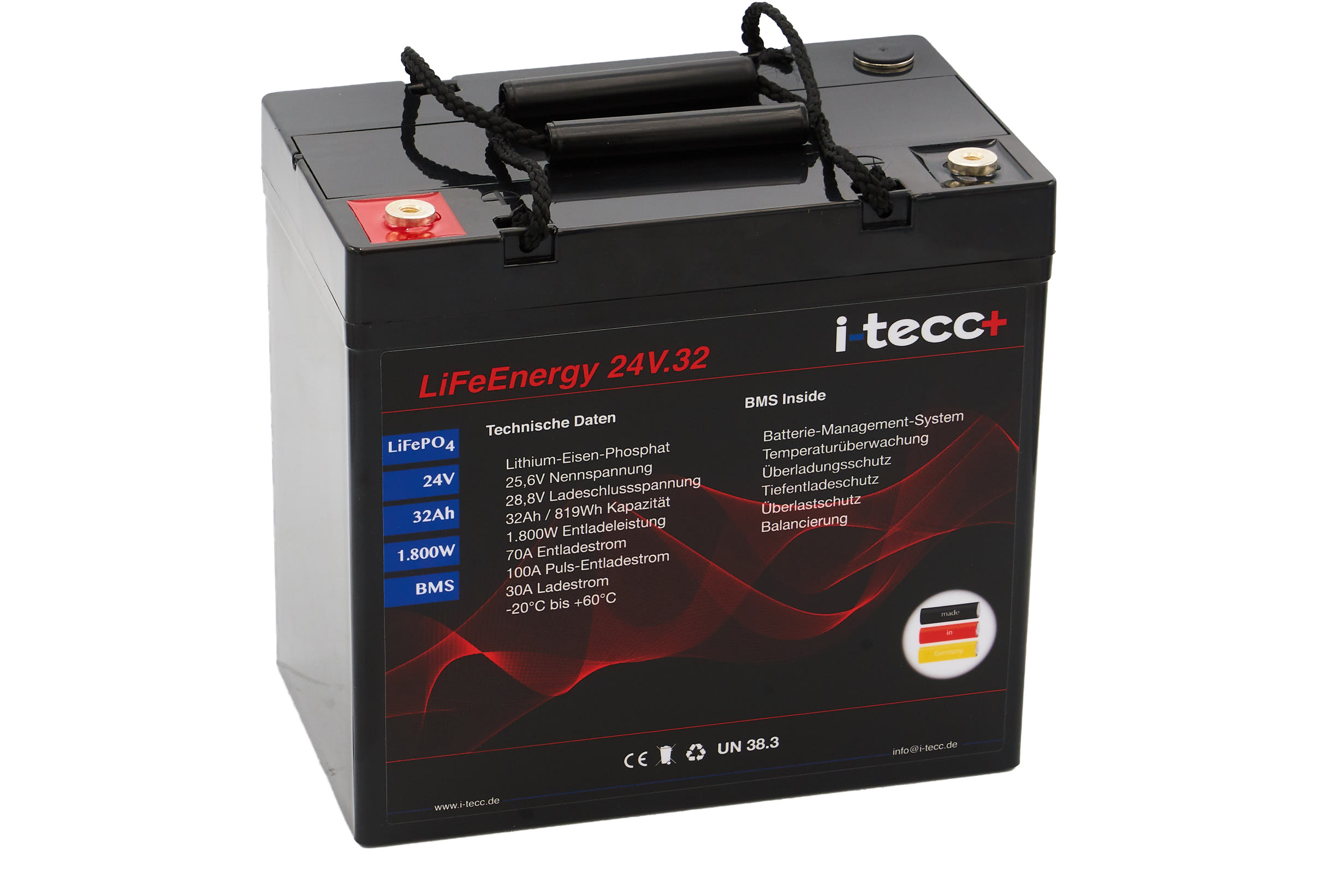 LiFePO4-Akku 24V 32Ah mit BMS und Kommunikationsschnittstelle